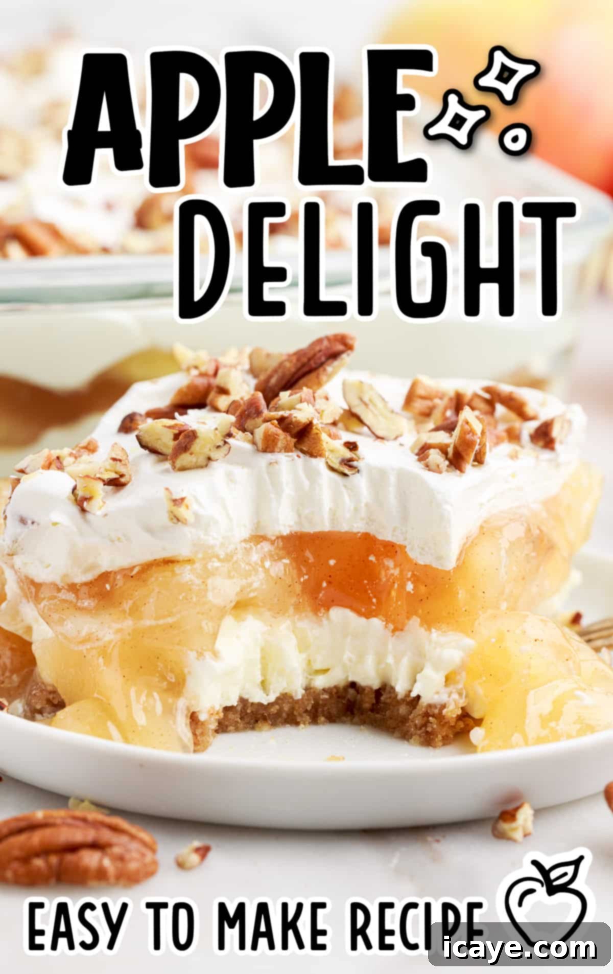 Heavenly Bites Recipes 5 A delicious Apple Delight dessert, showcasing its fruit and cream layers.